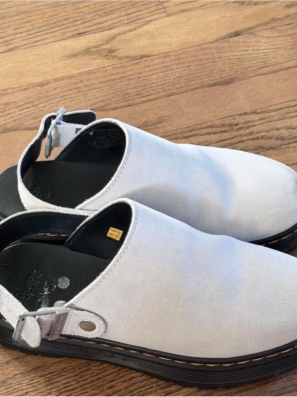 White Suede Slingback Clog Mules
